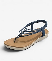 abordables -Sandales plates à brides pour femmes, avec semelle intérieure rembourrée et bride arrière élastique, style décontracté et confortable pour l'été, idéales pour la marche, les vacances, la plage et les