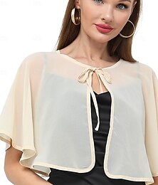 economico -Scialli Scialle Donna Coprispalle Scialli della Madre Scialli della Sposa Elegante Signore Formale Senza Maniche Chiffon Stole da matrimonio Con Colore puro Per Quotidiano Primavera & Estate