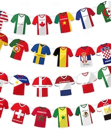 abordables -Guirnalda de banderas de camisetas de la Copa Mundial de Fútbol 2026, 49 piezas, banderas internacionales de países, artículos para fiestas temáticas deportivas, eventos y celebraciones al aire libre.