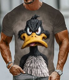 halpa -miesten vihainen, ärtyisä musta ankka realistinen 3D-tyylinen streetwear-t-paita, kokonaispainatus, kapea istuvuus, rento arkivaate, suunnittelijavaatteet, s m l xl xxl xxxl