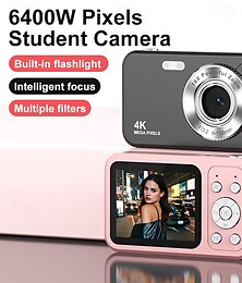 preiswerte -4K-Digitalkamera (64 MP) für Fotografie, Autofokus-Vlogging-Kamera für YouTube, 16-facher Zoom, Kompaktkamera für Schüler, Anfänger und Jugendliche, tragbare Point-and-Shoot-Kamera mit Blitz und
