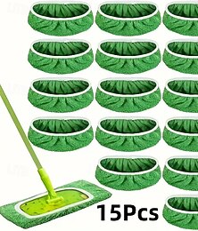 voordelige -Verpakking met 15 navulbare microvezel dweilpads, herbruikbare en wasbare dweilkoppen voor nat en droog gebruik, vervangende pads voor Swiffer vloerreinigers, geschikt voor het reinigen van