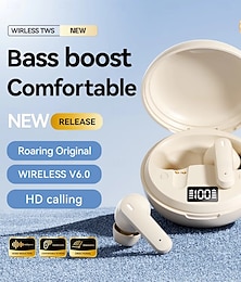 Недорогие -Беспроводные наушники Bluetooth 6.0, TWS с усилением басов. &шумоподавление, светодиодный цифровой дисплей, зарядный кейс, микрофон для звонков высокого разрешения, удобные внутриканальные наушники