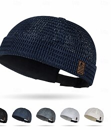 abordables -Chapeau docker respirant sans bord pour homme, bonnet d'été léger en maille avec empiècement en cuir et ventilation ajourée, style hip-hop unisexe.