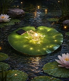 お買い得  -屋外用ソーラー防水スイレン型カエル浮遊ライト、池、噴水、水槽用の温白色LEDランプ – 装飾的な雰囲気のある景観照明