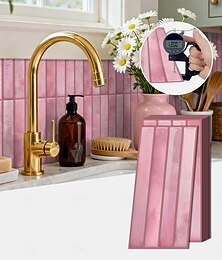 economico -20 pezzi adesivi murali 3D autoadesivi effetto piastrelle, adesivi murali rimovibili con motivo decorativo rosa, utilizzati per la decorazione del parafango posteriore della cucina, della camera da