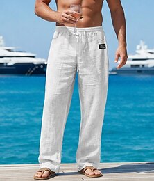 お買い得  -男性用 ズボン サマーパンツ バギーパンツ ビーチパンツ 弾性ウエスト まっすぐな足 平織り 履き心地よい 高通気性 全長 カジュアル 日常 アウトドア 旅行度假风 ファッション ブルー ブラック 伸縮性なし