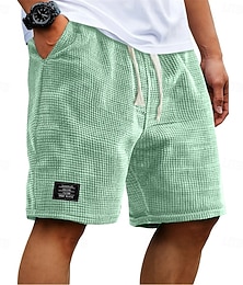 Недорогие -Муж. Вафельные шорты Летние шорты Пляжные шорты Повседневные шорты Кулиска Эластичная талия Сплошной цвет Комфорт Длина колена Повседневные на открытом воздухе Уличная одежда Отпуск Мода