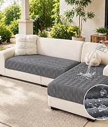 abordables -Lot de 2 housses de canapé imperméables, style géométrique moderne, en forme de L, bleues et blanches. Résistantes et adaptées aux animaux de compagnie, elles sont lavables en machine et compatibles avec les canapés d'angle. Leur design matelassé les rend