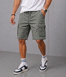preiswerte -Herren Cargohose Cargohosen Cargo-Shorts Shorts Freizeitshorts Tasche Elastischer Bund Einfach Einheitliche Farbe Knielang Lässig Outdoor Streetwear Mode Streetwear Grau Unelastisch