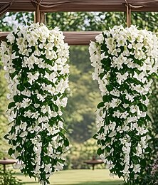 billiga -2 st konstgjorda UV-resistenta hängande blommor, multifunktionella violetta växter i plast för inomhus-/utomhusdekoration, perfekta för alla hjärtans dag, påsk, mors dag, St. Patricks dag