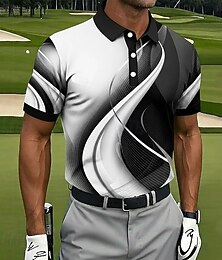 abordables -Hombre Geométrico Golf Camisetas polo deportivas Camisas de polo Camisas con cuello Casual Ropa Deportiva Botones Primavera verano Azul Piscina Negro Rosa