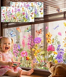 levne -2 sady barevných květinových samolepek na okno, odnímatelných květinových lepidel na sklo, oboustranných, řezaných na míru pro domácí použití &kancelářská výzdoba