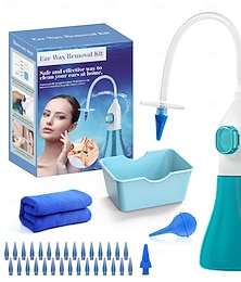 abordables -Kit complet pour l'élimination du cérumen, système d'irrigation auriculaire manuel avec flacon pulvérisateur, bassin de récupération, 30 embouts souples jetables et seringue à poire, sûr &Nettoyant