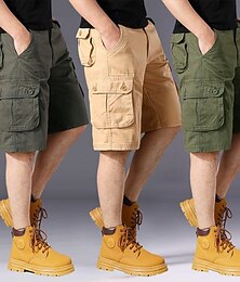 preiswerte -Herren Cargohose Cargohosen Cargo-Shorts Shorts Freizeitshorts Mehrere Taschen Einfach Einheitliche Farbe Schnelltrocknend Knielang Outdoor Fitnessstudio Training Sport Sportlich Schwarz Grün