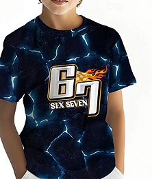 preiswerte -Jungen 3D Grafik Farbverläufe Lustiger Slang 67 T-Shirt Kurzarm 3D-Druck Sommer Frühling Sport Mode Streetwear Kinder 4-12 Jahre Rundhalsausschnitt Lässig Täglich Outdoor Normale Passform