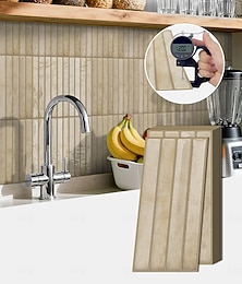 preiswerte -20 selbstklebende 3D-Wandaufkleber in Fliesenoptik, hellbeige, dekoratives Muster, abnehmbar, geeignet für Küchenrückwände, Schlafzimmer, Wohnzimmer, Wandgestaltung bei Renovierungen