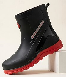 abordables -Bottes de pluie noires imperméables pour hommes, mi-mollet, bottes de travail d'extérieur résistantes et antidérapantes, idéales pour les jours de pluie, le jardinage, la pêche et les activités de plein air.