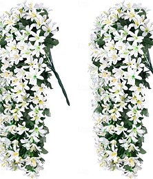 billiga -Set med 2 konstgjorda hängande växter för utomhusbruk, UV-resistenta och realistiska, lämpliga för inomhusblomkrukor, verandor, fönsterbrädor, terrasser och Thanksgiving