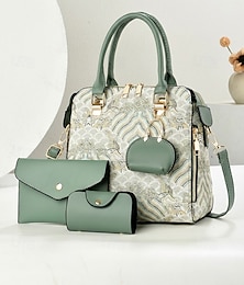economico -Set di borse a tracolla da donna in similpelle con ricamo, set di borse a mano multicolore per madre e figlia, perfette per feste, lavoro, spostamenti e per un look elegante di tutti i giorni.