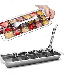 preiswerte -Eiswürfelform aus Edelstahl mit 18 Fächern und leicht zu öffnendem Griff, herausnehmbare Eiswürfelschale zur Herstellung von Eiswürfeln und Gefriergut, robuste Gefrierschale für die Küche, moderne und