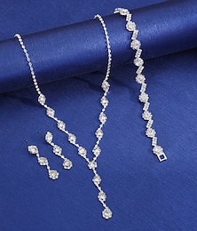 abordables -Parure de bijoux 3 Chrome 1 Collier 1 Bracelet Boucles d'oreilles Femmes Élégant Parure de Bijoux Pour Soirée Mariage