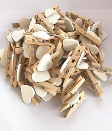 זול -100 יחידות קליפסים מעץ בצורת לב, מושלמים ליצירות יד, תצוגות תמונות, מתנות לחתונה, קישוטי עשה זאת בעצמך, אטבי כביסה קטנים לסקראפבוקינג &פרויקטים אמנותיים