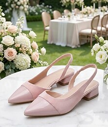 abordables -Escarpins roses à petit talon carré et bride arrière pour femme - chaussures élégantes pour invitée à un mariage champêtre