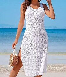 economico -Per donna Costumi da bagno Copricostume Vestito da spiaggia Vestiti Costume da bagno ritaglio sexy Arricciato Maglia Vacanza Abbigliamento da Spiaggia Semplice Scollo Tondo Senza Maniche Costumi da