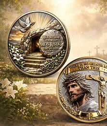 economico -"Non c'è amore più grande" moneta commemorativa della resurrezione, Egli è risorto, fede in onore della Pasqua, del trionfo e del sacrificio di Cristo, medaglia da collezione cristiana di ispirazione, regalo devozionale per i credenti