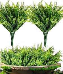 abordables -Lot de 10 fausses fougères - fougères artificielles pour extérieur - fausses fougères pour jardinière extérieure, grande décoration de patio, fougère de Boston, plantes artificielles, fausse verdure, décoration de porche