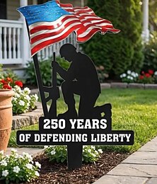 abordables -Piquet de jardin en métal commémorant 250 ans de défense de la liberté, panneau de jardin patriotique avec drapeau américain pour le Memorial Day, décoration extérieure pour les vétérans, fête de