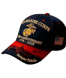 abordables -Casquette de baseball commémorative du 250e anniversaire du Corps des Marines des États-Unis (1775-2025), casquette militaire brodée avec la devise « Semper Fidelis » et le drapeau américain, rouge.