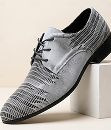 abordables -Chaussures Oxford à lacets en similicuir gris pour hommes, chaussures habillées pour le travail et le bureau.