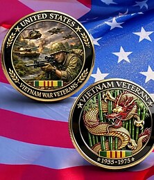 abordables -Pièce commémorative pour vétérans américains du Vietnam, pièces de collection militaires avec soldat &Pièce commémorative à motif de dragon, hommage aux militaires ayant servi entre 1955 et 1975,