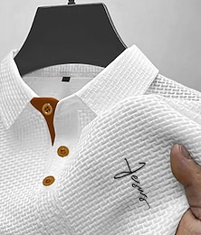 abordables -Hombre Camiseta de golf Camisetas polo de golf Casual Trabajo Diseño Manga Corta Básico Moderno Cruz Jacquard Botones Verano Primavera Ajuste regular Azul Piscina Negro Blanco Azul Marino Gris Oscuro