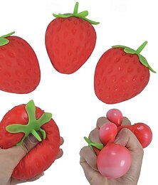 رخيصةأون -أربع قطع من ألعاب تخفيف التوتر على شكل بطيخ وفراولة، دعامة حسية واقعية للفاكهة للاسترخاء، لعبة ضغط ناعمة للقلق &تخفيف التوتر، إكسسوار أنيق لمكتب العمل &هدية مهدئة للبالغين