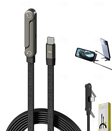 abordables -Cable USB-C a tipo C de 240 W, cabezal giratorio de 180° con soporte para teléfono, cable de carga rápida trenzado de nailon para MacBook, iPhone 17, 16, 15 Pro Max, Samsung S26 Ultra Plus, iPad Pro,