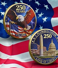 economico -Moneta commemorativa del 250° anniversario degli Stati Uniti, moneta da collezione patriottica con aquila, libertà e bandiera americana. &Monumenti di Washington DC, souvenir in metallo resistente da