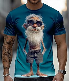 abordables -Hombre de impresión en 3D 3D Camiseta Manga Corta Camiseta Impresión 3D Cuello Barco Camisa Exagerado Design Diario Discoteca Fiesta Azul Piscina Azul 2# Rojo Verano Primavera Todas las Temporadas