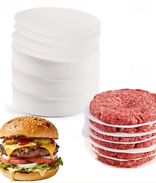 billige -500 stk. slippbeleggpapir til hamburgere – hvite plastark, praktisk for å separere, oppbevare og fryse burgere og mat – viktige kjøkkenartikler for bruk hjemme og på restaurant