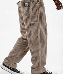 preiswerte -Herren Hose Cordhose Winterhose Freizeithose Baggy-Hosen Kordelzug Mehrere Taschen Einfarbig Komfort Volle Länge Lässig Täglich Outdoor Mode Streetwear Blau Schwarz Mikroelastisch