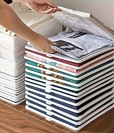 abordables -Lot de 5 ou 10 boîtes de rangement empilables pour vêtements, boîtes de rangement portables en plastique pour chemises et t-shirts avec un design « Nous venons d'ailleurs », rangement compact et peu