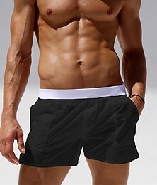 preiswerte -Herren Badehosen Badeshorts Boardshorts Tasche Elastischer Bund Einfach Schnelltrocknend Kurz Outdoor Strand Urlaub Urlaub Mode Schwarz Weiss + schwarz Mikroelastisch