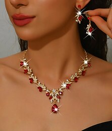 economico -Set di Gioielli 2 Cristallo Cromo Orecchini Collana Per donna Moda Parure di gioielli Per Matrimonio