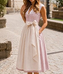 abordables -Oktoberfest Robe Dirndl Robes traditionnelles Femme de ménage Bavarois Allemand Prairies Femmes Carnaval Fête de la Bière Tissu de style traditionnel Robe Tablier Sans chemisier (75 cm)