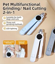 voordelige -2-in-1 USB-oplaadbare nageltrimmer en -vijl voor huisdieren, voorzien van 2 ledlampjes en een oplaadindicator. Het is een stil en gebruiksvriendelijk apparaat voor de verzorging van huisdieren,