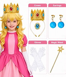abordables -Perruque blonde dorée de princesse pour déguisement d'Halloween pour filles