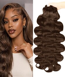 preiswerte -12a Echthaar, braun, 3 Bündel, Body Wave, 300 g, für schwarze Frauen