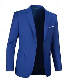 abordables -Hombre chaqueta Negocio Fiesta de Cóctel Fiesta de Boda Moda Casual Primavera & Otoño Poliéster Plano Bolsillo Botones Cómodo Botonadura Simple Chaqueta de sport Negro Blanco Azul Marino Azul Real